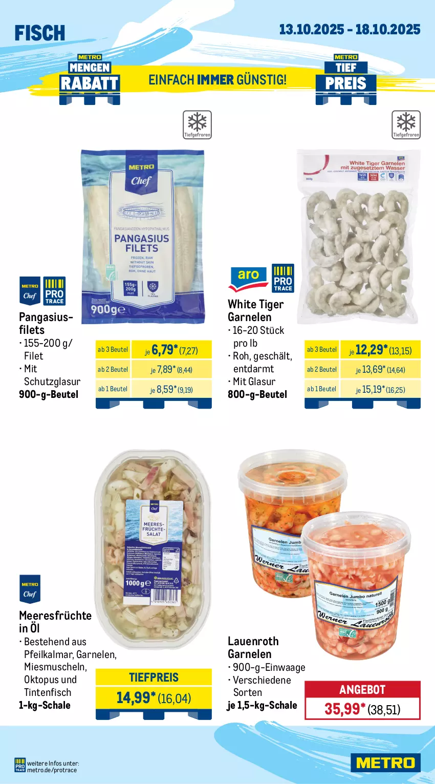 Aktueller Prospekt Metro - Wochen-Angebote Gastro - von 13.10 bis 18.10.2025 - strona 6 - produkty: angebot, avocado, beere, beeren, beutel, eis, filet, filets, fisch, früchte, garnelen, johannisbeere, Johannisbeeren, meeresfrüchte, melone, melonen, Metro, Muscheln, obst, Pangasius, reis, sac, Schal, Schale, Ti, tiefpreis, Waage, zitrone, zitronen