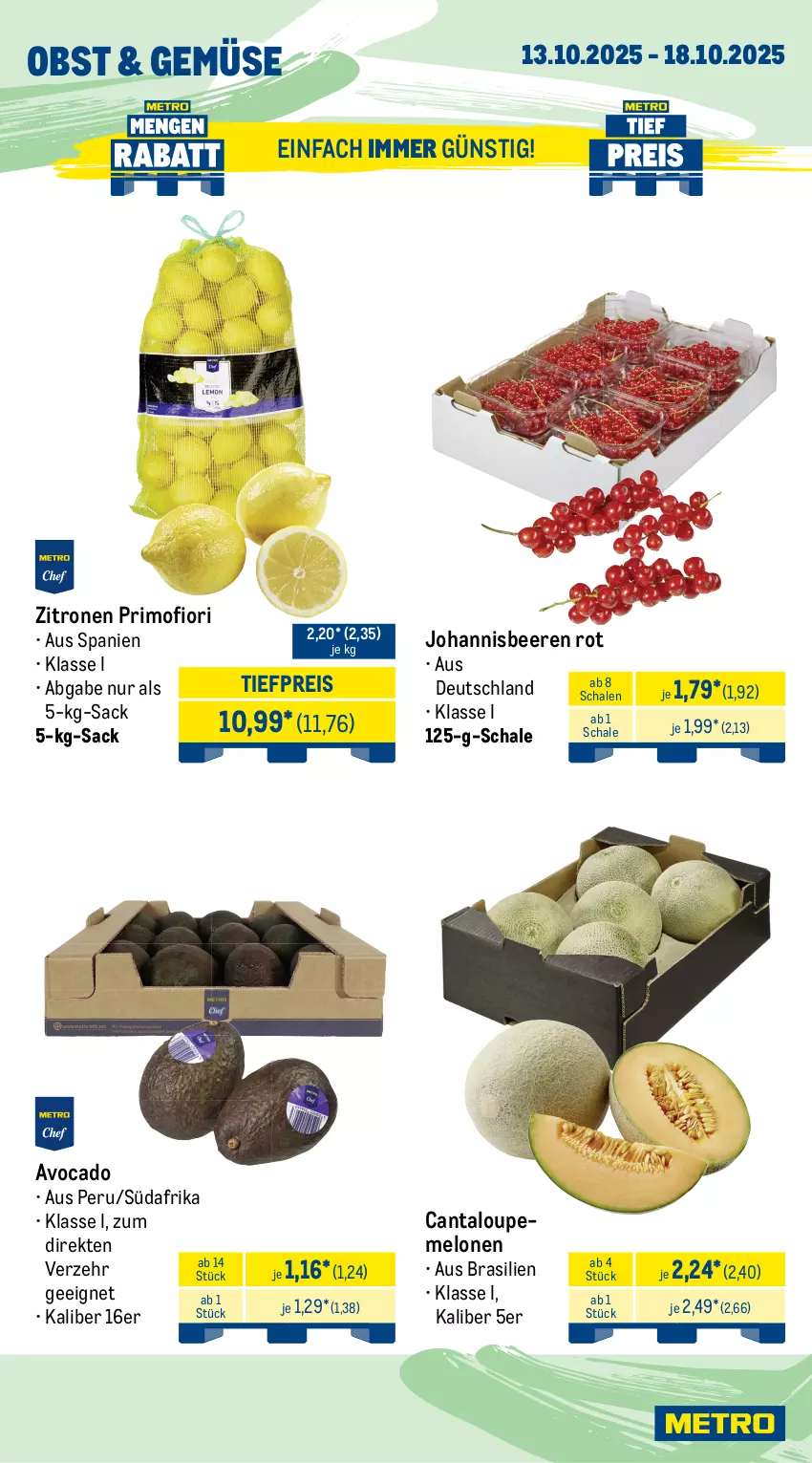 Aktueller Prospekt Metro - Wochen-Angebote Gastro - von 13.10 bis 18.10.2025 - strona 7 - produkty: angebot, avocado, beere, beeren, beutel, eis, filet, filets, fisch, früchte, garnelen, johannisbeere, Johannisbeeren, meeresfrüchte, melone, melonen, Metro, Muscheln, obst, Pangasius, reis, sac, Schal, Schale, Ti, tiefpreis, Waage, zitrone, zitronen