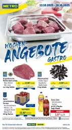 Gazetka promocyjna Metro - Wochen-Angebote Gastro - Gazetka - ważna od 18.10 do 18.10.2025 - strona 1 - produkty: abholpreise, angebot, angebote, aqua, coca-cola, cola, decke, Deckel, eis, flasche, getränk, getränke, ilag, Metro, Palette, Rauch, reis, rind, rinder, rwe, Schal, Schale, Ti, tiefpreis