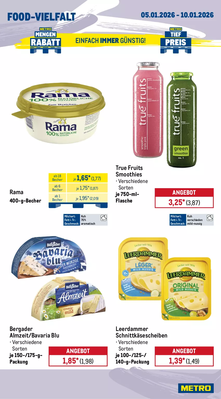 Aktueller Prospekt Metro - Wochen-Angebote - Seite 24 - von 05.01 bis 10.01.2026 - strona 11 - produkty: angebot, bavaria blu, Becher, bergader, bio, dessert, drink, eis, flasche, kaffee, Käse, käsescheiben, küche, leerdammer, mac, milch, Mode, nuss, rama, reis, Ria, schnittkäse, schnittkäsescheiben, smoothie, smoothies, Ti, tisch, true fruits