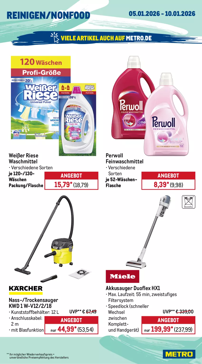 Aktueller Prospekt Metro - Wochen-Angebote - Seite 24 - von 05.01 bis 10.01.2026 - strona 17 - produkty: akku, angebot, Behälter, bombay sapphire, eis, elle, feinwaschmittel, flasche, frucht, früchte, früchten, getränk, getränke, Holz, mac, Metro, Palette, passo, perwoll, pfirsich, primitivo, reis, riesling, sapphire, spee, teller, Ti, Trockensauger, waschmittel