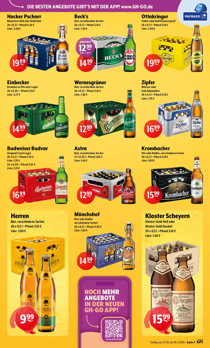 Aktueller Prospekt Getraenke Hoffmann - Prospekte - von 27.10 bis 01.11.2025 - strona 7 - produkty: alkohol, angebot, angebote, Astra, bier, budweiser, eis, elle, gin, hacker pschorr, kellerbier, krombache, krombacher, mönchshof, oder radler, Ottakringer, pils, radler, reis, ring, Ti, Zipfer