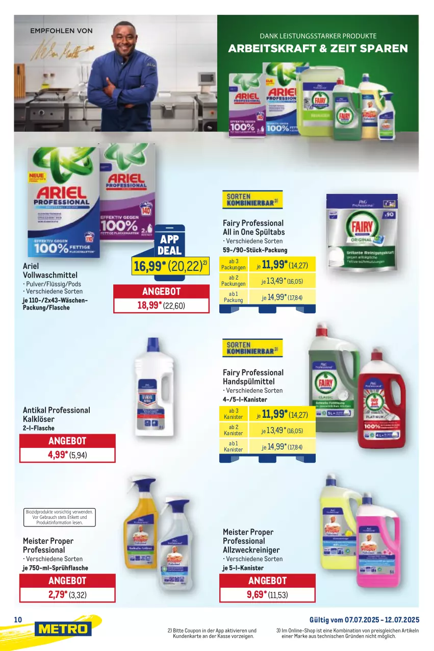 Aktueller Prospekt Metro - Starke Marken - von 07.07 bis 12.07.2025 - strona 10 - produkty: allzweckreiniger, angebot, ariel, coupon, eis, fairy, flasche, Meister, meister proper, Pods, reiniger, reis, sprühflasche, spülmittel, Ti, vollwaschmittel, waschmittel, weck