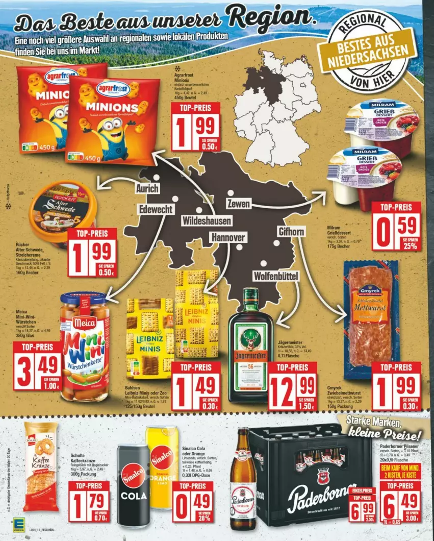 Aktueller Prospekt Edeka - Prospekte - von 17.08 bis 24.08.2024 - strona 12 - produkty: beutel, cola, kaffee, leibniz, meica, orange, pils, pilsener, sinalco, wein, würstchen