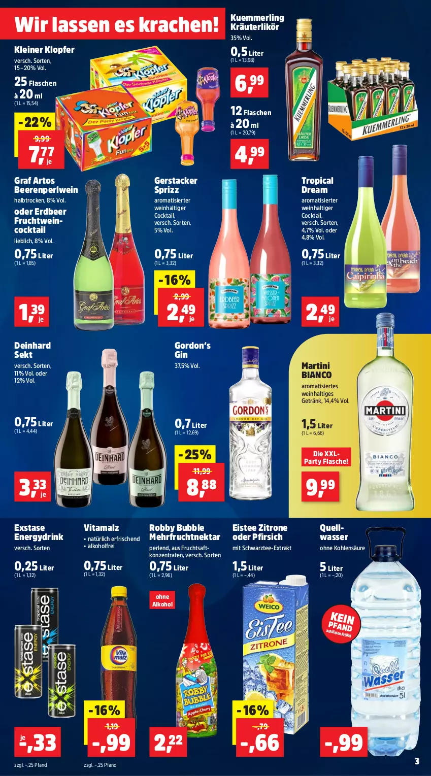 Aktueller Prospekt Thomas Philipps - von 30.12.2024 bis 04.01.2025 - strona 3 - produkty: alkohol, beere, beeren, cocktail, drink, eis, eistee, flasche, frucht, fruchtsaft, getränk, gin, gordon, kleiner klopfer, kräuter, kräuterlikör, kuemmerling, leine, likör, malz, martini, merl, Nektar, ohne alkohol, perlen, pfirsich, robby, saft, sekt, Sprizz, tee, Ti, vita, vitamalz, wasser, wein, zitrone, ZTE