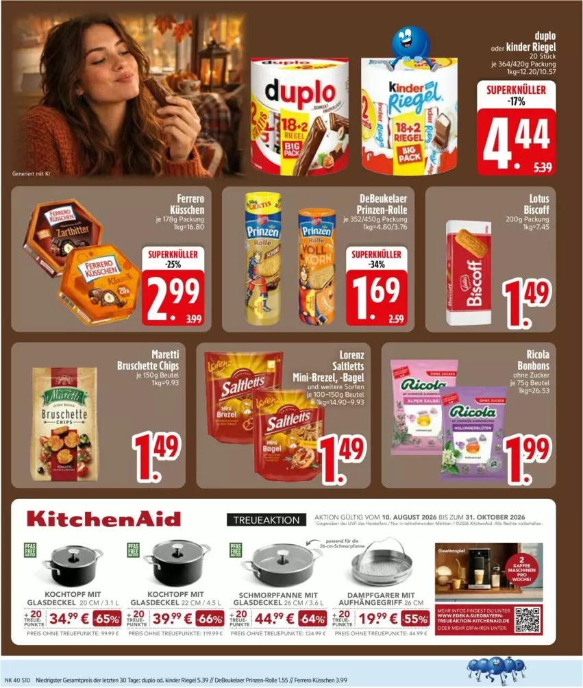 Aktueller Prospekt Edeka - Prospekte - von 28.09 bis 02.10.2026 - strona 12 - produkty: beutel, bonbons, debeukelaer, decke, Deckel, duplo, eis, ferrero, Glasdeckel, Kinder, kinder riegel, Kochtopf, pfanne, reis, riegel, schmorpfanne, spee, Ti, topf, ZTE