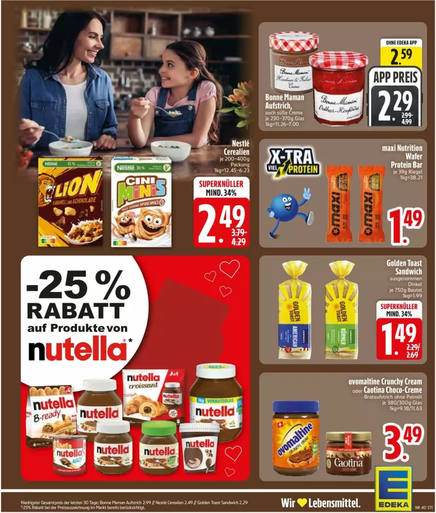 Aktueller Prospekt Edeka - Prospekte - von 28.09 bis 02.10.2026 - strona 13 - produkty: aufstrich, beutel, bonne maman, brot, brotaufstrich, creme, eis, golden toast, lebensmittel, mam, nutella, ohne palmöl, ovomaltine, reis, sandwich, Ti, toast, ZTE