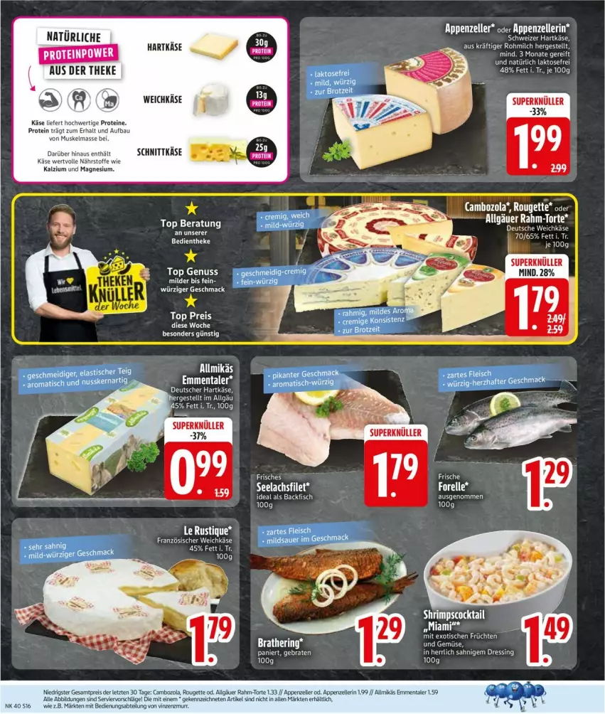 Aktueller Prospekt Edeka - Prospekte - von 28.09 bis 02.10.2026 - strona 18 - produkty: Allmikäs, backfisch, Bau, braten, cambozola, cocktail, eis, elle, emmentaler, fisch, forelle, früchte, früchten, hartkäse, Käse, LG, magnesium, milch, nuss, rama, rel, rouge, rougette, schnittkäse, schweizer hartkäse, Ti, torte, weichkäse