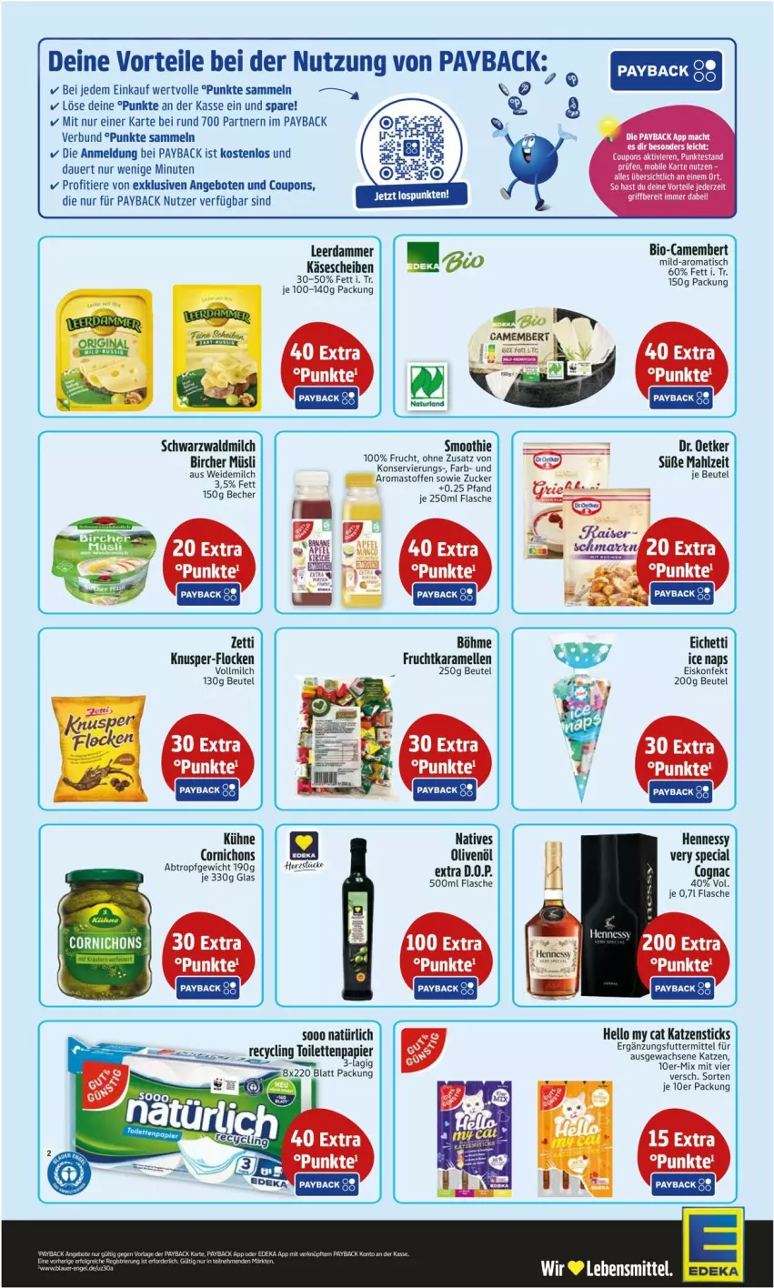 Aktueller Prospekt Edeka - Prospekte - von 28.09 bis 02.10.2026 - strona 2 - produkty: angebot, angebote, auer, Becher, beutel, camembert, Clin, Cognac, coupon, coupons, eis, eiskonfekt, flasche, frucht, gin, Käse, käsescheiben, Kühne, lebensmittel, leerdammer, milch, müsli, olive, oliven, olivenöl, payback, smoothie, Ti, Tiere, tisch, vollmilch, weidemilch, zucker