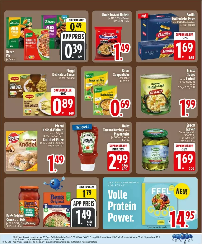 Aktueller Prospekt Edeka - Prospekte - von 28.09 bis 02.10.2026 - strona 24 - produkty: barilla, bett, beutel, buch, eintopf, eis, erasco, gin, gurke, gurken, HP, italienische pasta, Knödel, knorr, mayonnaise, pasta, reis, sauce, specht, suppe, suppen, suppenliebe, Ti, topf, Yo, ZTE