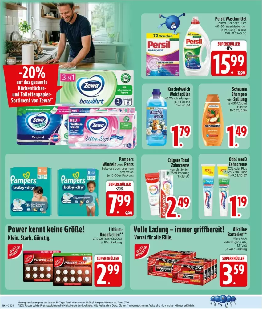 Aktueller Prospekt Edeka - Prospekte - von 28.09 bis 02.10.2026 - strona 26 - produkty: baby-dry, colgate, colgate total, creme, eis, flasche, Kuschelweich, LG, Odol, odol med, odol med3, pampers, Pants, papier, persil, persil waschmittel, reis, schauma, shampoo, Ti, toilettenpapier, waschmittel, weichspüler, windeln, zahncreme, zewa, ZTE