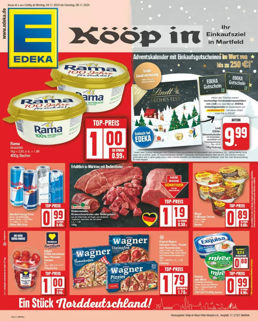 Aktueller Prospekt Edeka - Prospekte - von 04.11 bis 09.11.2024 - strona 1 - produkty: Adventskalender, deka, lindt, Ti