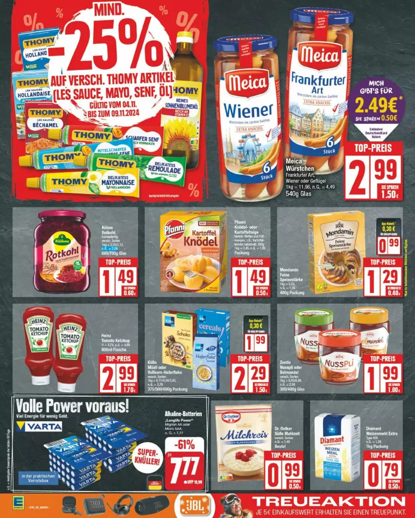 Aktueller Prospekt Edeka - Prospekte - von 04.11 bis 09.11.2024 - strona 8 - produkty: eis, frankfurter, mayonnaise, reis, Ti, top-preis, type 405, würstchen, Yo