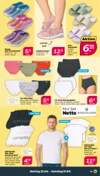 Gazetka promocyjna Netto - Woche 17 - Gazetka - ważna od 27.04 do 27.04.2024 - strona 19 - produkty: Bau, baumwolle, body, pantolette, pantoletten, schuhe, shirt, slip, slips, sneaker, sneakersocken, socken, T-Shirt, Ti, wolle