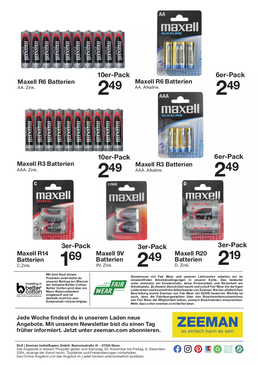 Aktueller Prospekt Zeeman - Prospekte - von 30.11 bis 06.12.2024 - strona 6 - produkty: angebot, angebote, axe, batterie, batterien, bett, eis, erde, Kette, Kinder, LG, reis, rwe, siemens, Ti, weck