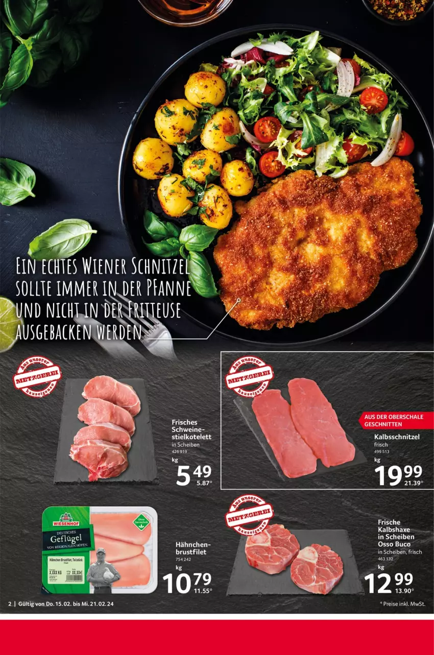 Aktueller Prospekt Selgros - Food - von 15.02 bis 21.02.2024 - strona 2 - produkty: axe, brustfilet, eis, filet, Haxe, Kalbshaxe, kalbsschnitzel, kotelett, reis, Schal, Schale, schnitten, schnitzel, Ti, wein, weine, wiener