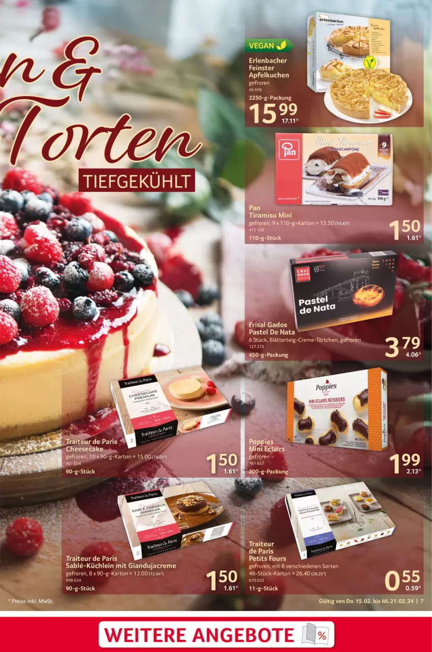 Aktueller Prospekt Selgros - Food - von 15.02 bis 21.02.2024 - strona 7 - produkty: angebot, angebote, apfel, Apfelkuchen, ball, blätterteig, creme, eis, kuchen, mascarpone, Popp, reis, Ti, tiramisu, Törtchen