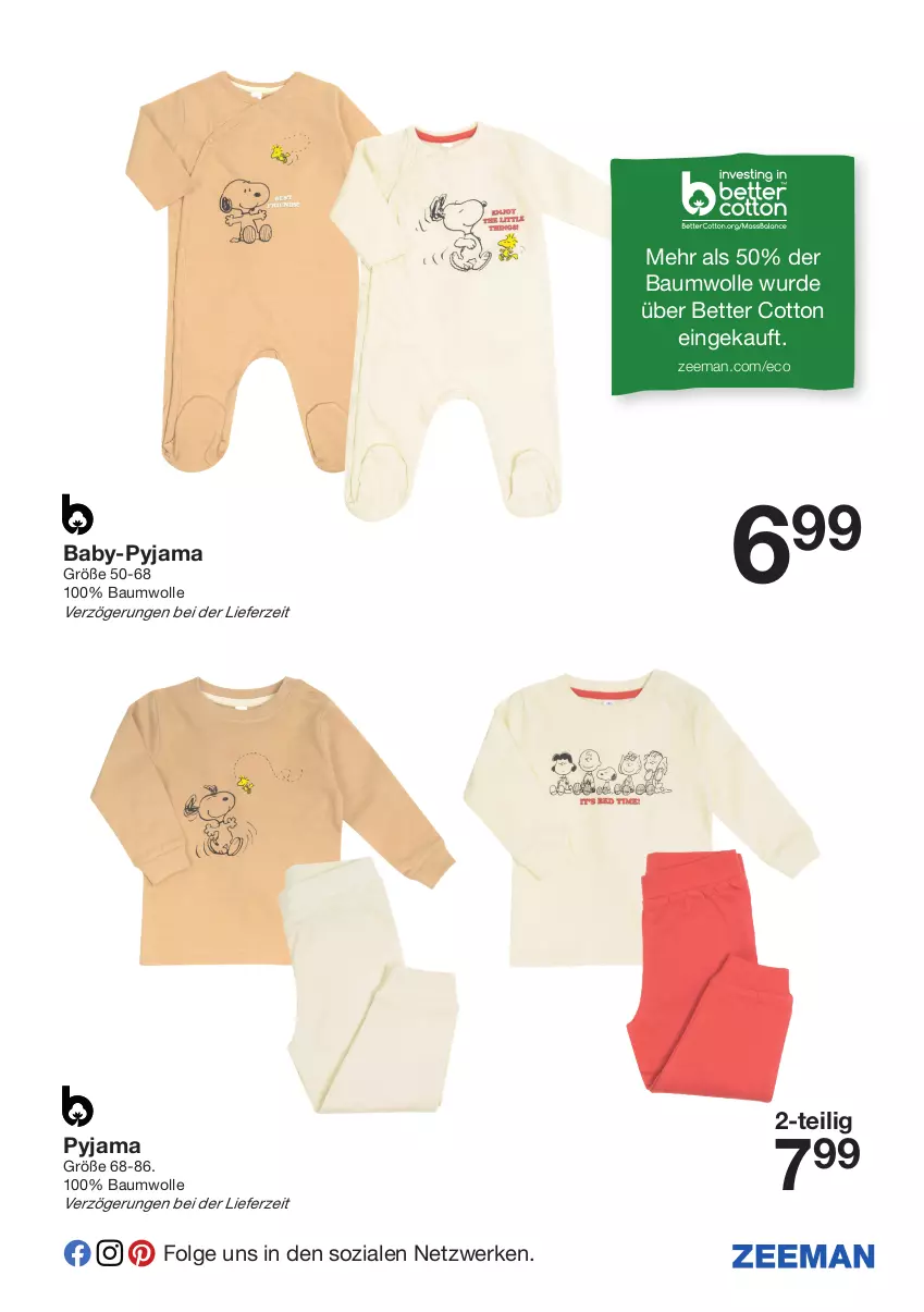 Aktueller Prospekt Zeeman - Prospekte - von 16.07 bis 22.07.2022 - strona 3 - produkty: Baby-Pyjama, Bau, baumwolle, bett, LG, Pyjama, wolle