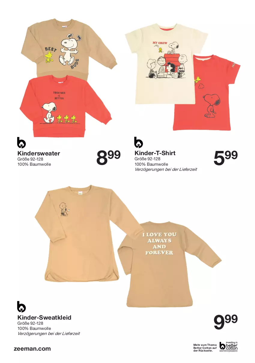 Aktueller Prospekt Zeeman - Prospekte - von 16.07 bis 22.07.2022 - strona 6 - produkty: Bau, baumwolle, bett, Kinder, Kinder-T-Shirt, kleid, shirt, Sweater, Sweatkleid, T-Shirt, wolle