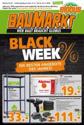 Gazetka promocyjna  - Prospekt für Globus Baumarkt  Achern - Gazetka - ważna od 26.11 do 26.11.2022 - strona 1 - produkty: akku, Arbeitsleuchte, Bau, Bohrschrauber, Eckregal, eimer, Holz, koffer, kraft, ladegerät, Leuchte, regal, steckregal, Ti