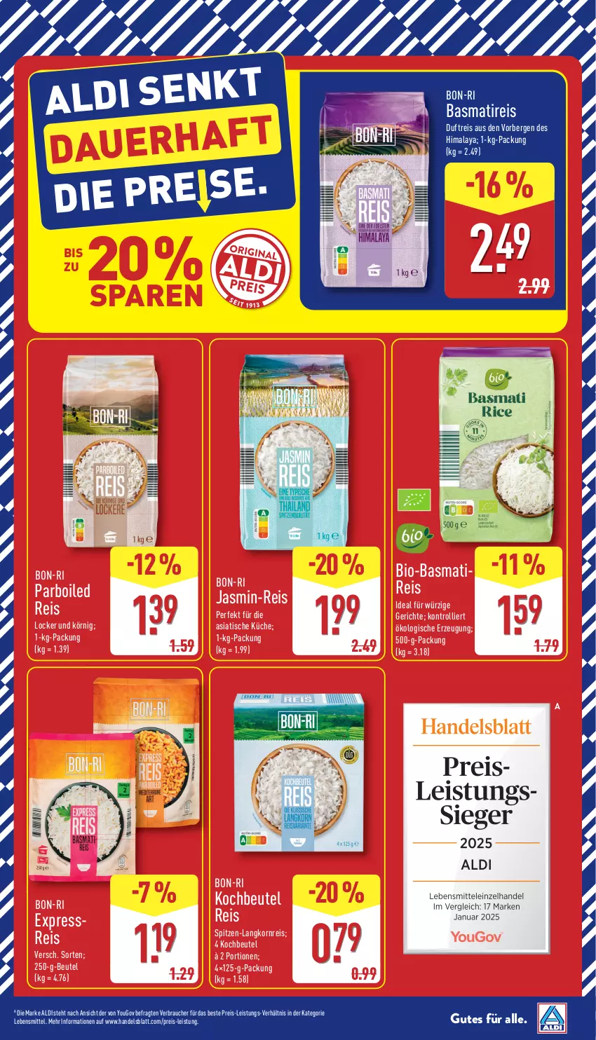 Aktueller Prospekt Aldi Nord - Von Montag - von 12.01 bis 17.01.2026 - strona 13 - produkty: aldi, basmati, beutel, bio, eis, kochbeutel, korn, küche, Langkornreis, lebensmittel, Rauch, reis, spitzen-langkorn, Ti, tisch, trolli, Yo