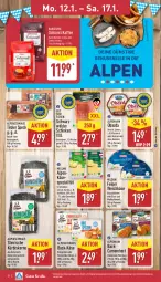 Gazetka promocyjna Aldi Nord - Von Montag - Gazetka - ważna od 17.01 do 17.01.2026 - strona 8 - produkty: Alpenhain, Bau, beutel, bohne, bohnen, brie, camembert, dip, Dorfkäse, eis, emmentaler, gin, intenso, kaffee, kaffee ganze bohnen, Käse, Kürbis, kürbiskerne, Maus, natur, nuss, obazda, reis, salz, schinken, schwarzwälder schinken, sim, Speck, Spezi, Ti, weichkäse, ZTE, zwiebel