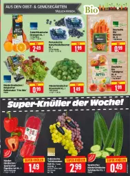 Gazetka promocyjna Edeka - Angebote der Woche - Gazetka - ważna od 07.10 do 07.10.2023 - strona 5 - produkty: ball, beere, beeren, beutel, bio, gurke, heidelbeere, heidelbeeren, LG, möhren, obst, orange, orangen, paprika, paprika rot, rosen, Rosenkohl, salat, Salatgurke, Schal, Schale, super-knüller, tafeläpfel, tafeltrauben, trauben