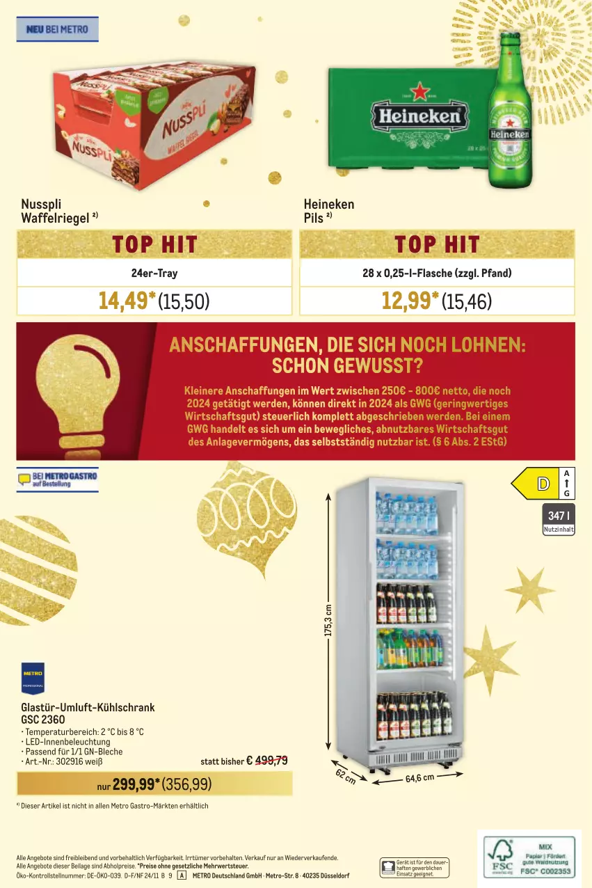 Aktueller Prospekt Metro - Händler Journal - von 14.11 bis 27.11.2024 - strona 24 - produkty: abholpreise, angebot, angebote, auer, beleuchtung, eis, flasche, Glastür, heineken, ilag, kühlschrank, Metro, metro gastro, nuss, nusspli, pils, reis, riegel, rwe, Schrank, Ti