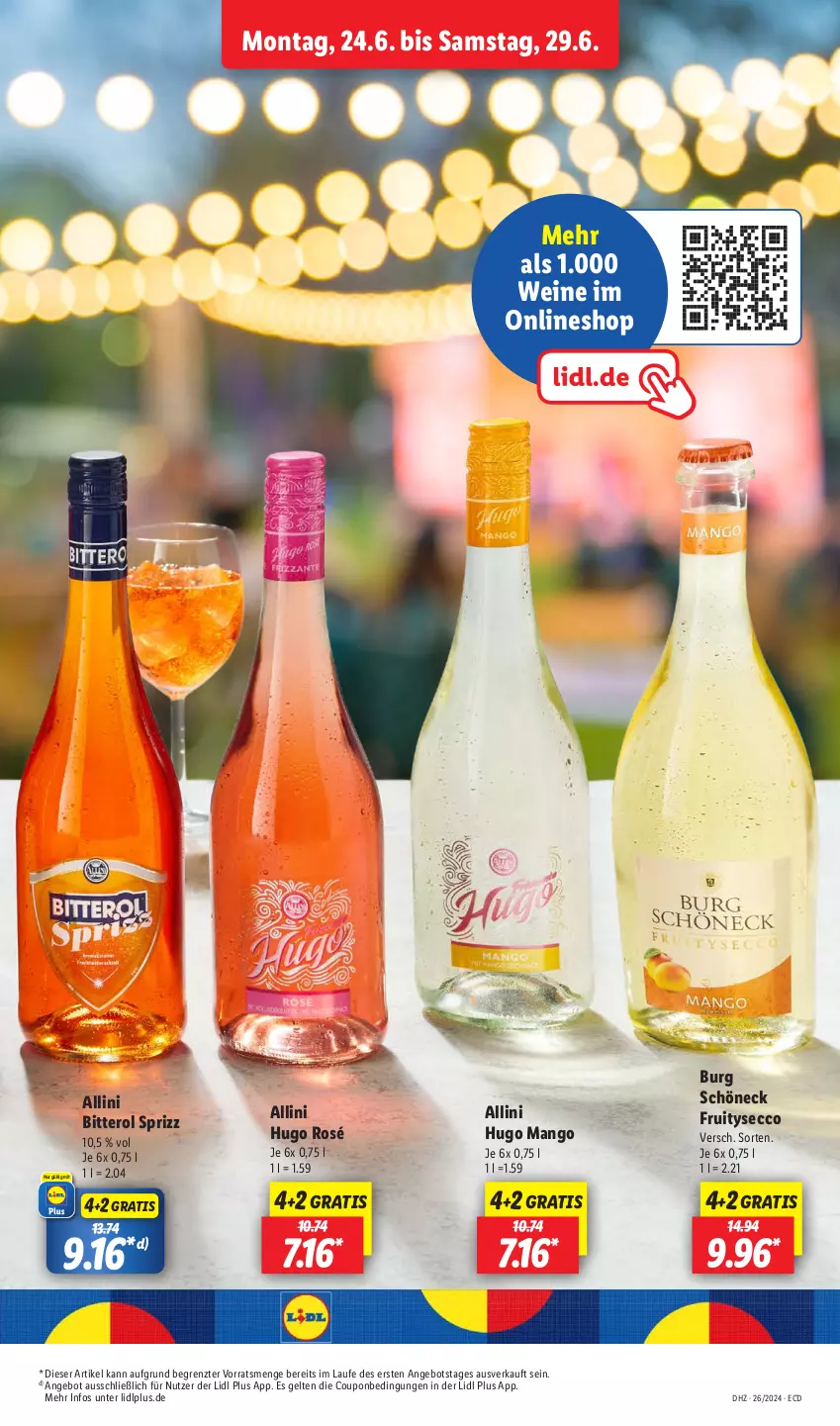 Aktueller Prospekt Lidl - Aktionsprospekt - von 24.06 bis 29.06.2024 - strona 19 - produkty: angebot, coupon, ecco, hugo, mango, Sprizz, Ti, wein, weine, ZTE