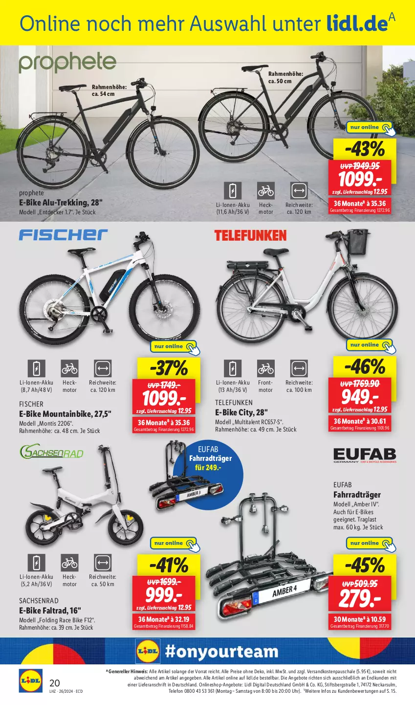 Aktueller Prospekt Lidl - Aktionsprospekt - von 24.06 bis 29.06.2024 - strona 28 - produkty: akku, Amber, angebot, angebote, decke, dell, E-Bike, E-Bikes, eis, elle, eufab, Fahrrad, fisch, fische, Fischer, Mode, Mountainbike, ndk, prophete, reis, rel, sac, Schal, Schale, telefon, telefunken, Ti, uhr