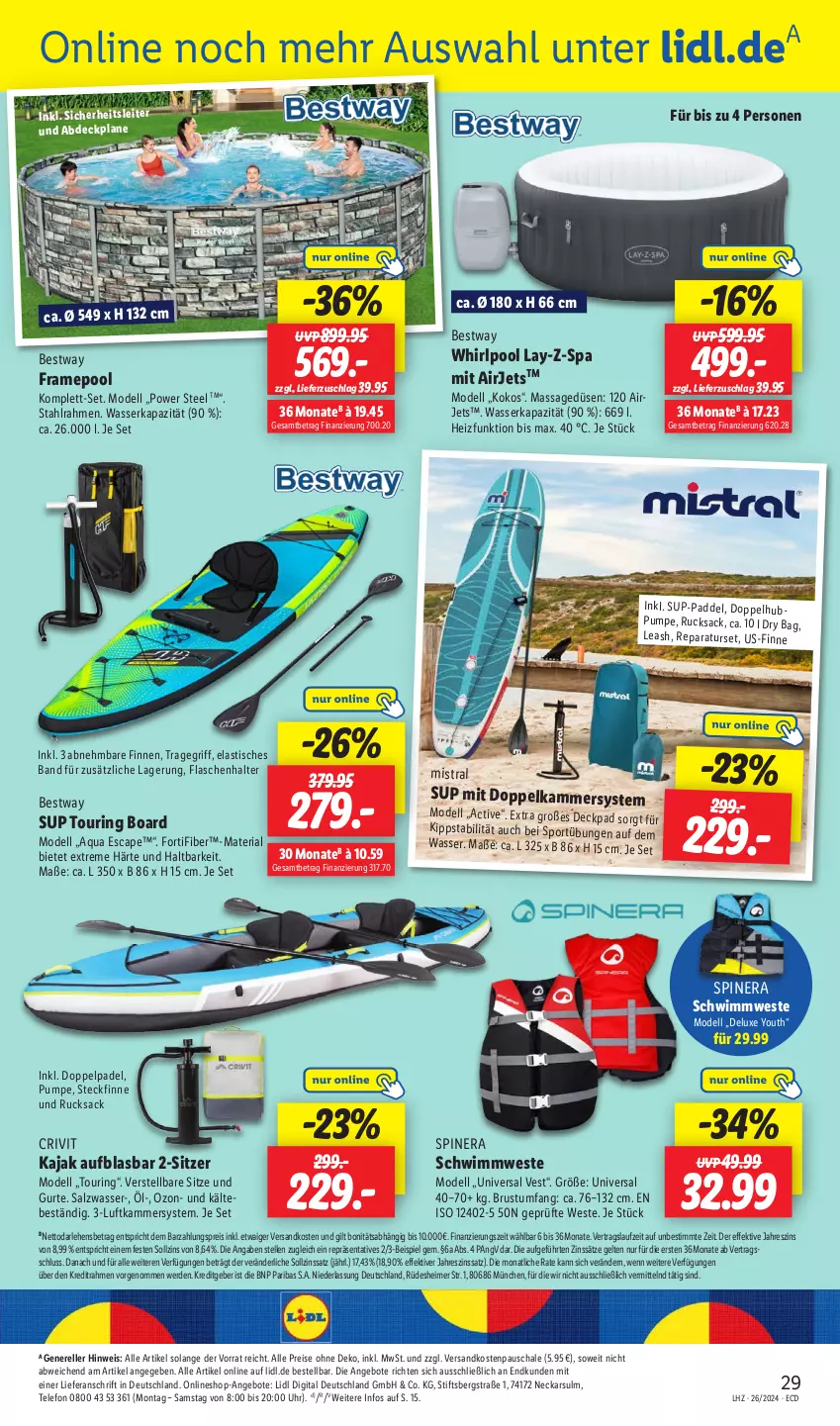 Aktueller Prospekt Lidl - Aktionsprospekt - von 24.06 bis 29.06.2024 - strona 39 - produkty: abdeckplane, angebot, angebote, aqua, asti, bestway, Cap, crivit, dell, eimer, eis, elle, erde, flasche, Kajak, kokos, Mode, ndk, pool, reis, rel, Ria, ring, rucksack, sac, salz, Schal, Schale, Sport, tee, telefon, Ti, tisch, tragegriff, uhr, wasser, Weste, Whirlpool, Yo