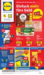 Gazetka promocyjna Lidl - Aktionsprospekt - Gazetka - ważna od 29.06 do 29.06.2024 - strona 1 - produkty: activia, angebot, angebote, Bad, bio, Bon Gelati, coupon, danone, danone activia, dulano, eis, gabel, hängematte, Käse, mandel, preisvorteil, reis, ring, Ringschlüsselsatz, stieleis, Ti, wasser, Wasserhängematte, würstchen