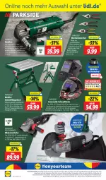 Gazetka promocyjna Lidl - Aktionsprospekt - Gazetka - ważna od 29.06 do 29.06.2024 - strona 26 - produkty: akku, angebot, angebote, Arbeitsleuchte, auto, Brei, eis, elle, klapptisch, koffer, Leuchte, ndk, Parkside, reis, rel, Schal, Schale, Schere, Sport, telefon, Ti, tisch, uhr, Winkelschleifer