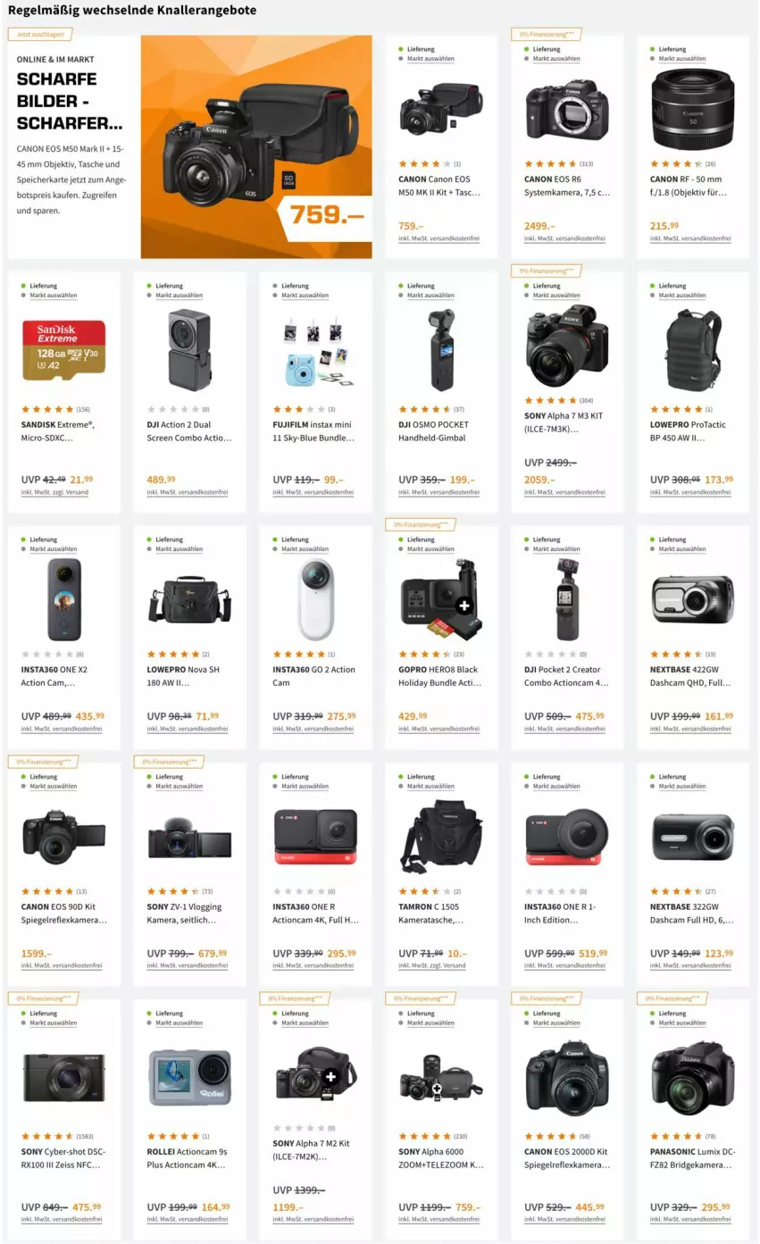 Aktueller Prospekt Saturn - Prospekte - von 03.02 bis 10.02.2022 - strona 11 - produkty: actioncam, angebot, angebote, canon, Dashcam, DJI, eis, gin, GoPro, hero, kamera, lack, lumix, ndk, panasonic, reifen, reis, rollei, sandisk, sony, speicherkarte, spiegel, spiegelreflexkamera, systemkamera, Tasche, Ti, versandkostenfrei, Wels