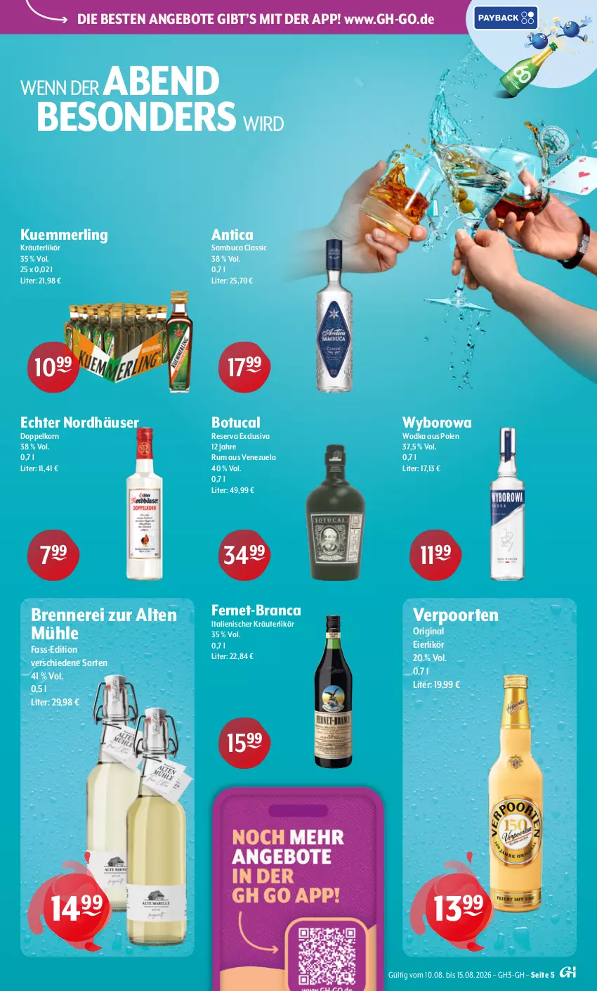 Aktueller Prospekt Getraenke Hoffmann - Prospekte - von 10.08 bis 15.08.2026 - strona 5 - produkty: angebot, angebote, doppelkorn, eier, eierlikör, Fernet, gin, korn, kräuter, kräuterlikör, kuemmerling, likör, merl, rum, sambuca, Ti, tuc, verpoorten, wodka