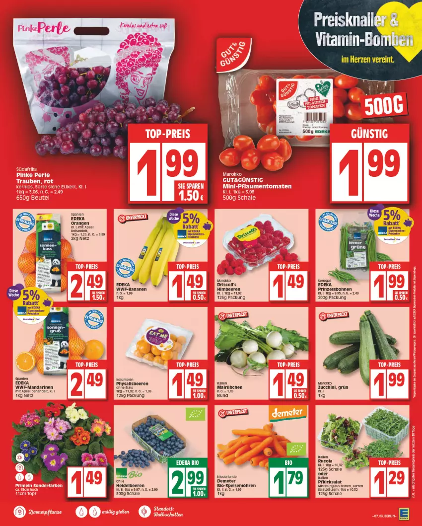 Aktueller Prospekt Edeka - Angebote der Woche - von 06.02 bis 11.02.2023 - strona 3 - produkty: banane, bananen, beere, beeren, bio, bohne, bohnen, cola, deit, deka, deutschland card, driscoll's, eis, heidelbeere, heidelbeeren, himbeer, himbeere, himbeeren, mandarine, mandarinen, möhren, orange, orangen, Physalis, prinzessbohnen, rucola, salat, Schal, Schale, speisemöhren, zucchini