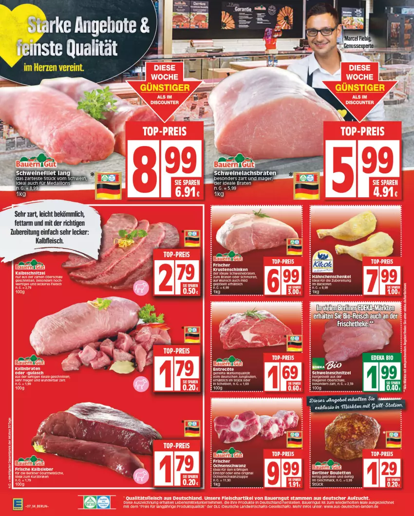 Aktueller Prospekt Edeka - Angebote der Woche - von 06.02 bis 11.02.2023 - strona 4 - produkty: backofen, berliner, braten, deka, eintopf, eis, filet, fleisch, gin, hähnchenschenkel, henkel, jungbullen, Kalbfleisch, Krustenschinken, mac, Ofen, rel, Schal, Schale, schenkel, schinken, schnitzel, schwein, schweine, schweinefilet, schweineschnitzel, suppe, Ti, topf, wein, weine