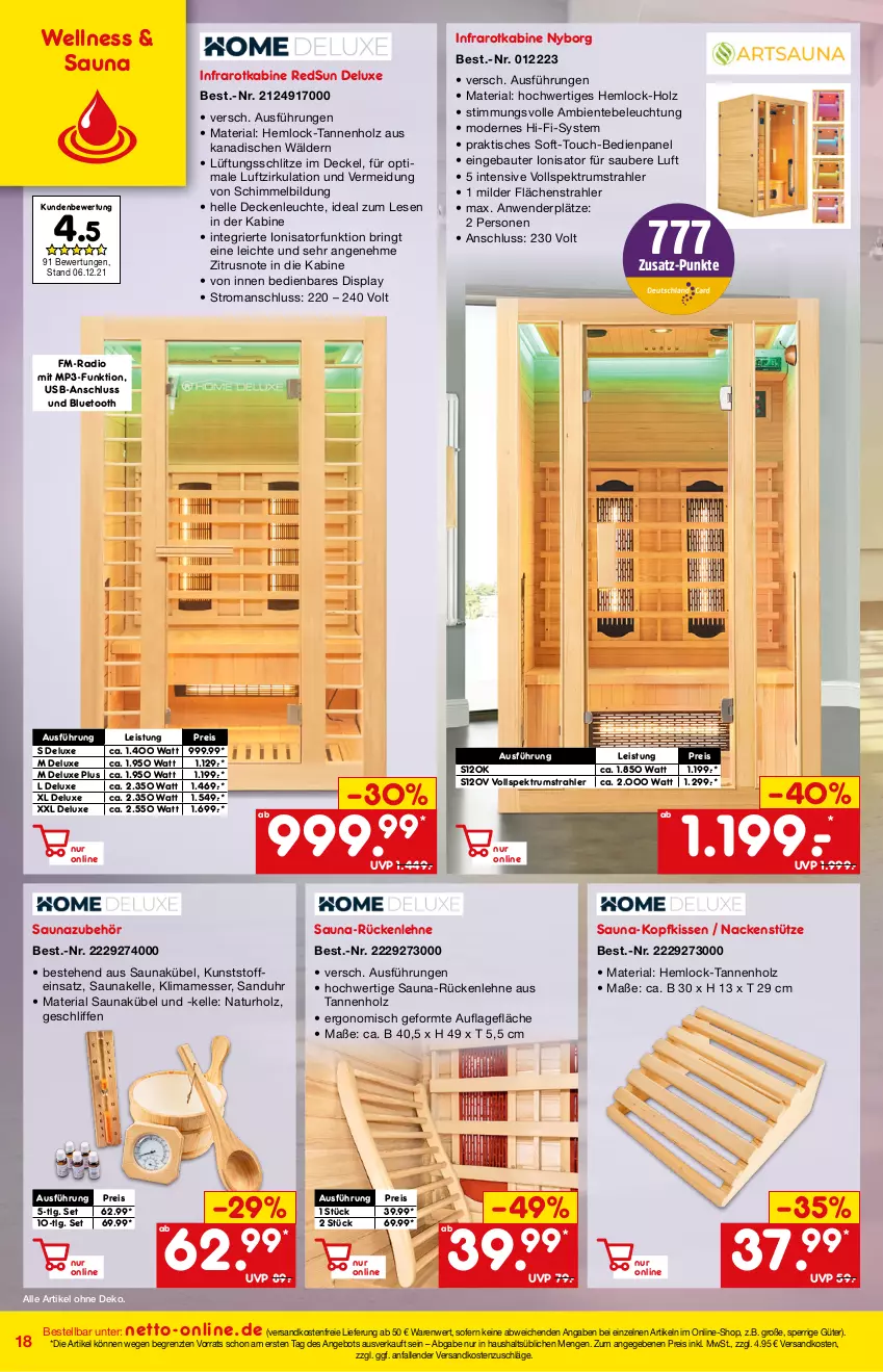 Aktueller Prospekt Netto Marken-Discount - Online-Magazin Januar - von 01.01 bis 31.01.2022 - strona 18 - produkty: angebot, Bau, beleuchtung, decke, Deckel, deckenleuchte, eis, elle, ente, Holz, kissen, kopfkissen, Leuchte, LG, mam, messer, Mode, Mp3, natur, ndk, Radio, reis, Ria, ring, rückenlehne, rum, Spektrum, Ti, tisch, uhr, usb, versandkostenfrei, ZTE