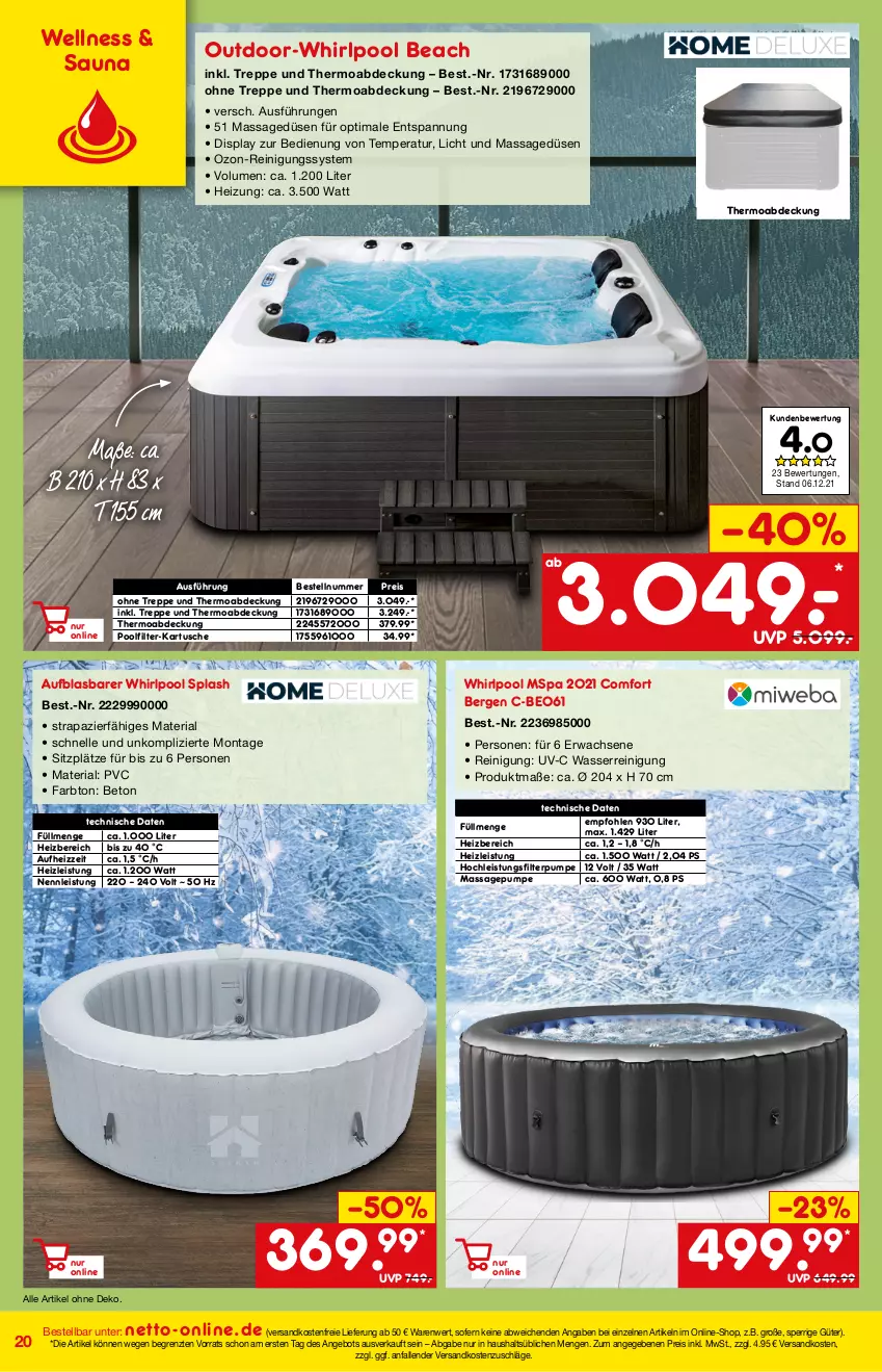 Aktueller Prospekt Netto Marken-Discount - Online-Magazin Januar - von 01.01 bis 31.01.2022 - strona 20 - produkty: angebot, eis, elle, ndk, pool, Reinigung, reis, Ria, Ti, versandkostenfrei, wasser, Whirlpool, ZTE