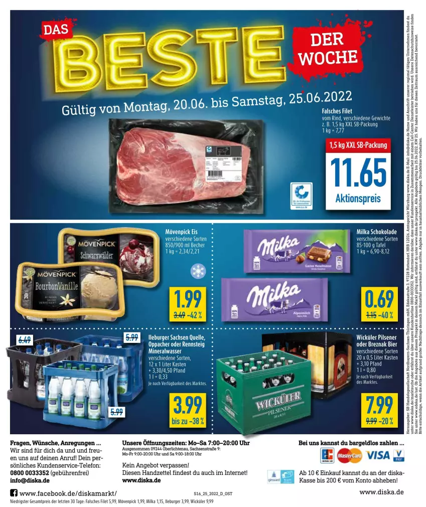 Aktueller Prospekt Diska - Prospekte - von 20.06 bis 25.06.2022 - strona 16 - produkty: Abtei, angebot, angebote, Astra, bier, burger, deka, eis, elle, ente, Falsches Filet, filet, milka, milka schokolade, mövenpick, mövenpick eis, reis, rind, ring, sac, schoko, schokolade, tee, telefon, Ti, torte, uhr, WICK, ZTE