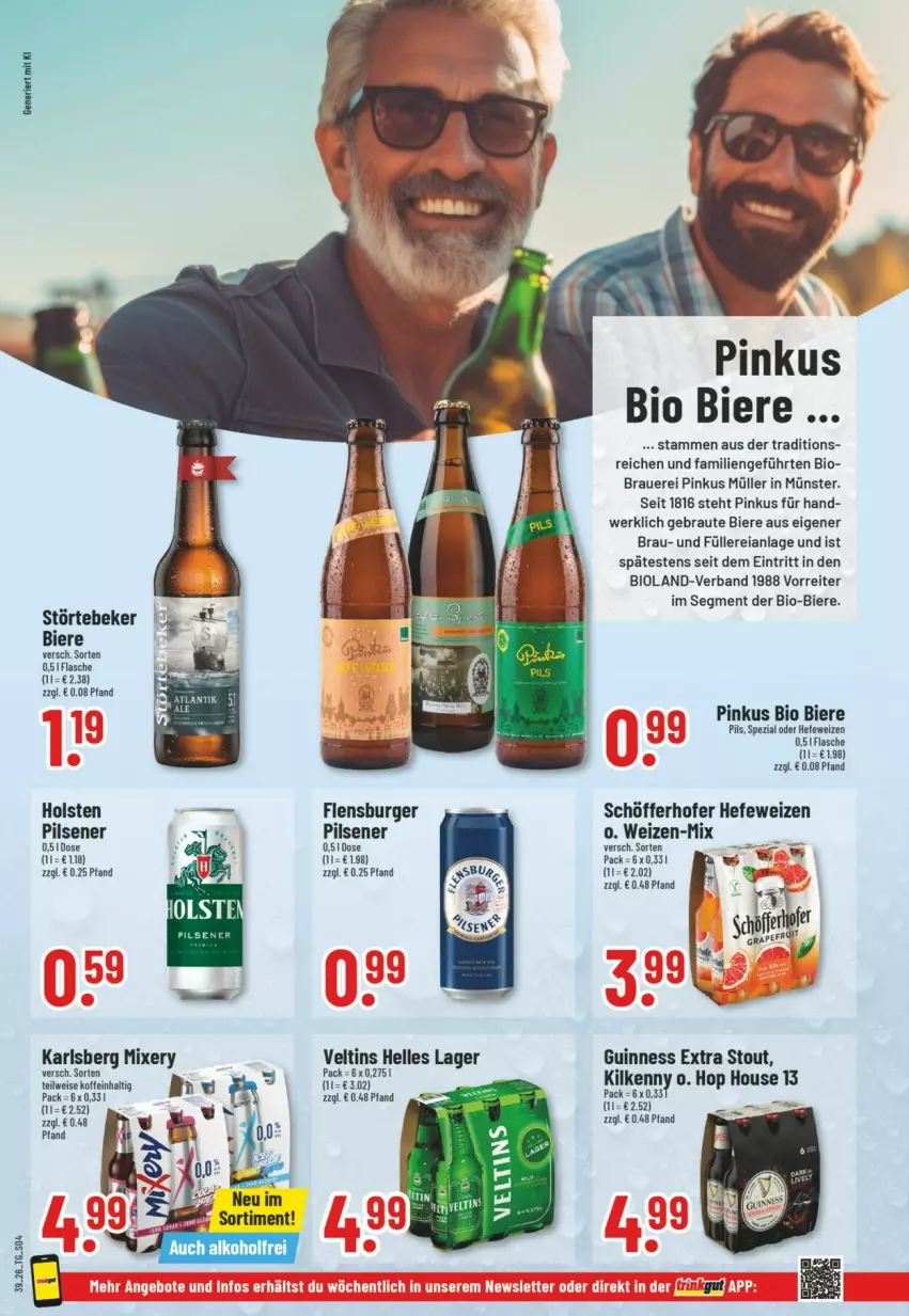 Aktueller Prospekt Trinkgut - Prospekte - von 20.09 bis 26.09.2026 - strona 4 - produkty: auer, bier, Biere, bio, bioland, burger, eis, elle, flasche, flensburger, Guinness, Hefe, hefeweizen, holsten, karlsberg, karlsberg mixery, Kilkenny, Mixer, mixery, Müller, pils, pilsener, schöfferhofer, Spezi, störtebeker, Ti, veltins
