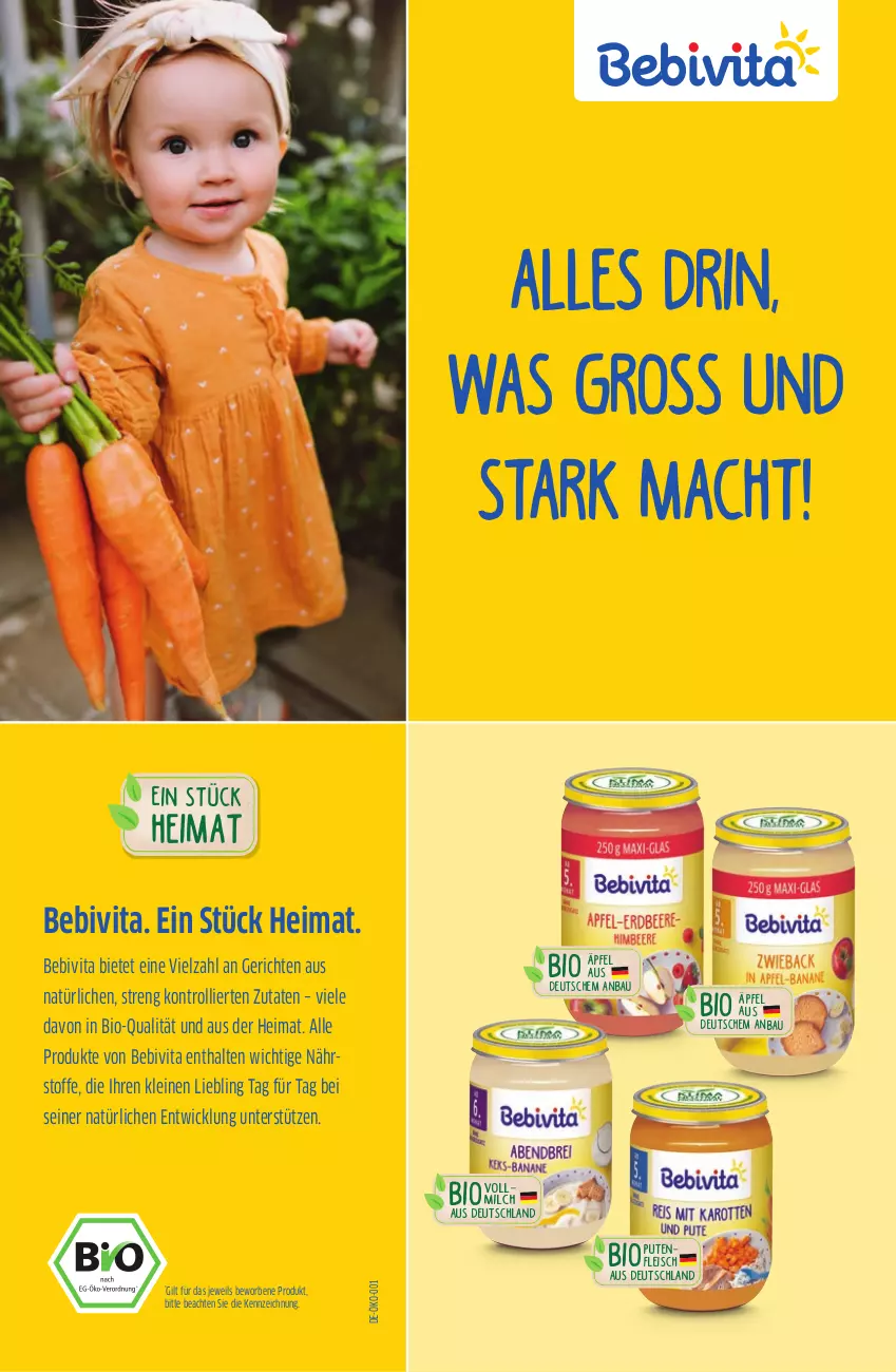 Aktueller Prospekt Rossmann - Prospekte - von 01.05 bis 31.07.2024 - strona 34 - produkty: Bau, bebivita, bio, eis, fleisch, leine, mac, milch, pute, Putenfleisch, Ti, trolli, vita, vollmilch, WICK