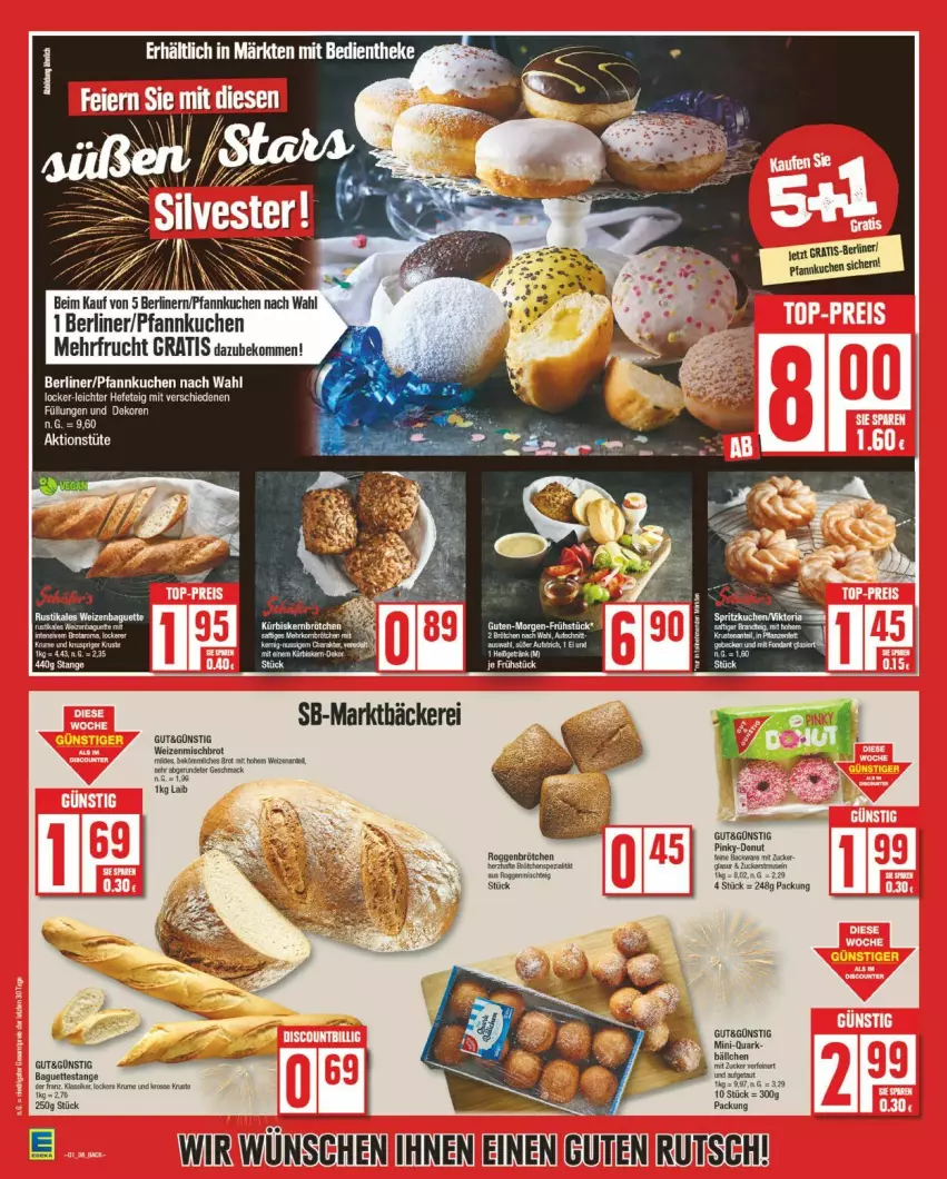 Aktueller Prospekt Edeka - Prospekte - von 30.12.2025 bis 04.01.2026 - strona 8 - produkty: baguette, baguettes, berliner, brötchen, Donut, frucht, Hefe, kuchen, Kürbis, Kürbiskernbrötchen, mac, Pfannkuchen, roggenbrötchen, tee, Ti, zucker