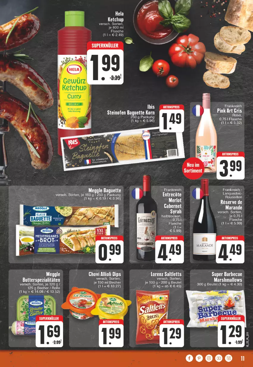 Aktueller Prospekt E Center - Angebote der Woche - von 03.04 bis 08.04.2023 - strona 11 - produkty: aktionspreis, baguette, barbecue, Becher, beutel, brot, butter, eier, eis, flasche, korn, lorenz, mars, meggle, Ofen, reis, saltletts, Spezi, steinofen, tee, Ti