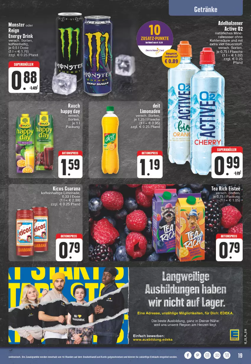 Aktueller Prospekt E Center - Angebote der Woche - von 03.04 bis 08.04.2023 - strona 19 - produkty: aktionspreis, auer, deka, eis, eistee, Happy Day, limo, limonade, limonaden, monster, Rana, Rauch, reis, tee, Ti, usb