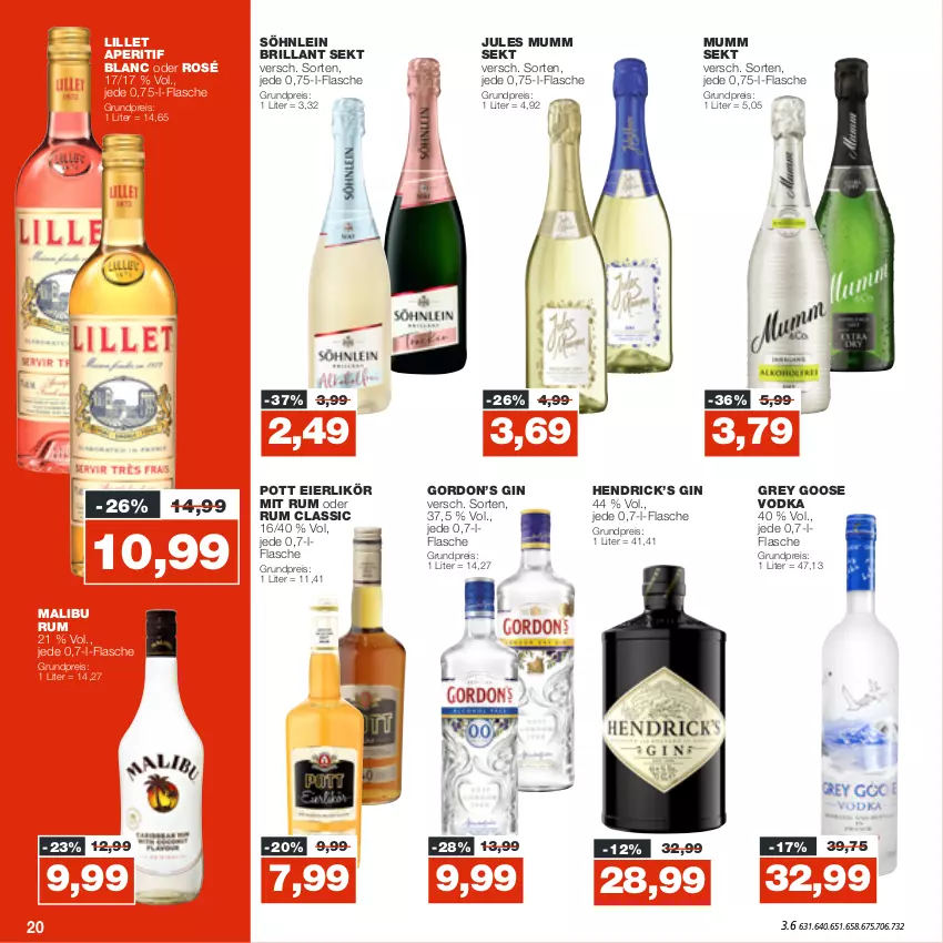 Aktueller Prospekt Real - von 17.10 bis 22.10.2022 - strona 20 - produkty: aperitif, brillant sekt, eier, eierlikör, eis, flasche, gin, gordon, Gordon’s, jules mumm, likör, lillet, Malibu, mumm, reis, rum, sekt, söhnlein, söhnlein brillant, Ti, vodka