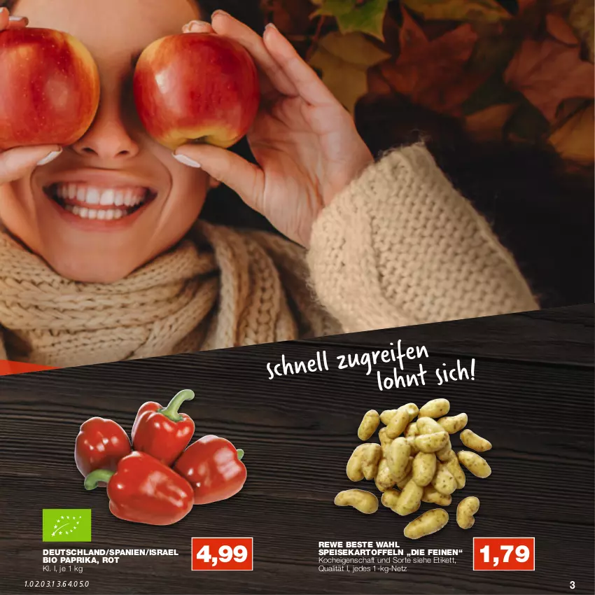 Aktueller Prospekt Real - von 17.10 bis 22.10.2022 - strona 3 - produkty: bio, eis, kartoffel, kartoffeln, paprika, rewe beste wahl, speisekartoffeln, Ti