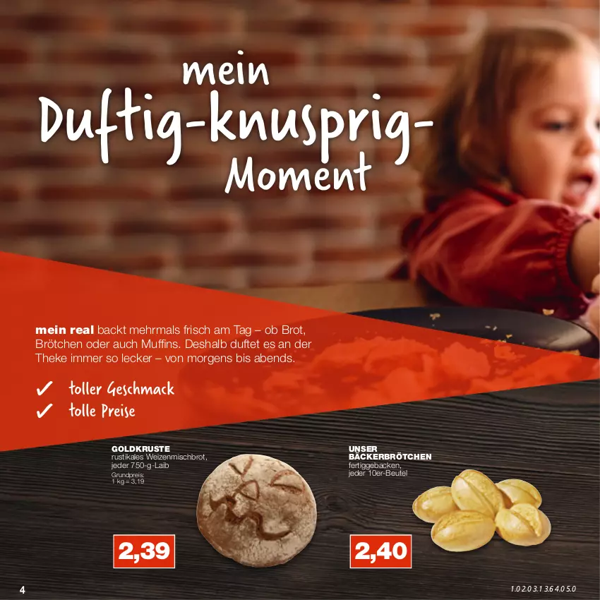 Aktueller Prospekt Real - von 17.10 bis 22.10.2022 - strona 4 - produkty: beutel, brot, brötchen, eis, geback, Muffin, muffins, reis, Ti, weizenmischbrot