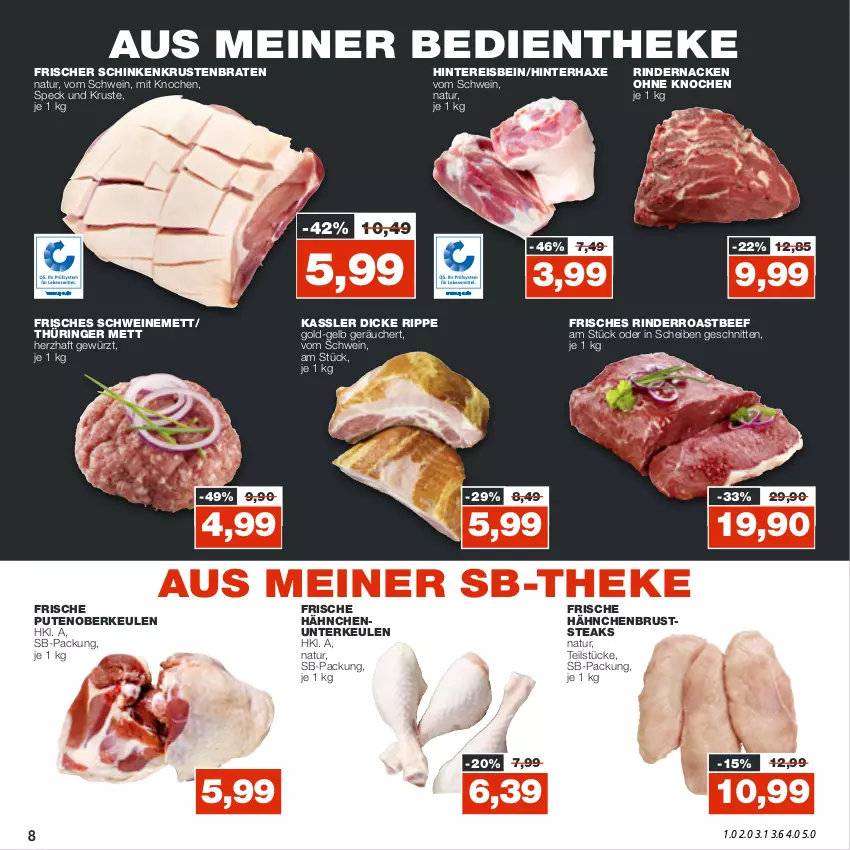 Aktueller Prospekt Real - von 17.10 bis 22.10.2022 - strona 8 - produkty: axe, beef, braten, eis, Frische Hähnchen, gewürz, hähnchenbrust, Haxe, krustenbraten, Mett, natur, pute, Putenoberkeule, reis, rind, rinder, ring, roastbeef, schinken, schnitten, schwein, schweine, schweinemett, Speck, steak, steaks, wein, weine