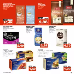 Gazetka promocyjna Real - Gazetka - ważna od 22.10 do 22.10.2022 - strona 15 - produkty: bella crema, beutel, bohne, bohnen, caffè crema, Cap, cappuccino, cin, dallmayr, dallmayr capsa, eis, espresso, intenso, kaffee, kräuter, krüger, kuchen, melitta, oder espresso, reis, tee, ZTE